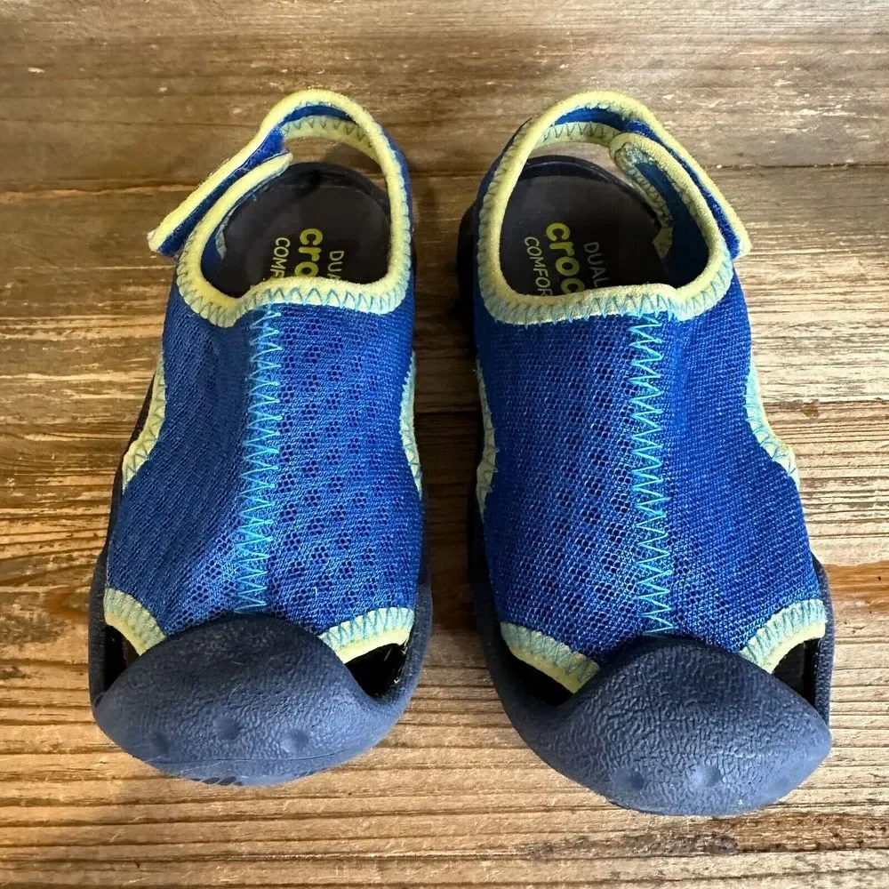 Childrens Little Kids Crocs‎ Swiftwater Blue Water Shoes Sandals Size 10 C GUC